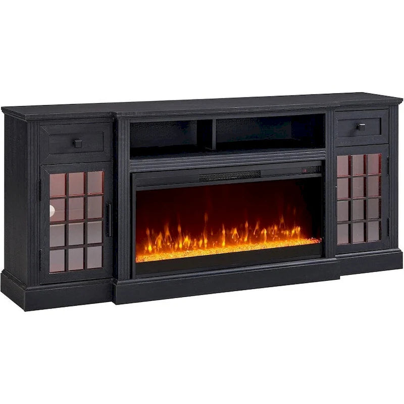 Farmhouse Fireplace TV Stand for 80 Inch TV, Entertainment Center
