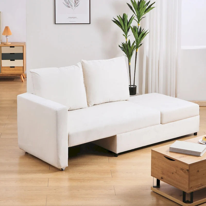 Loveseat, 2-in-1 Sofa Bed Couch with Pull Out Bed, Futon Couch with Adjustable Armrests, Sofas for Living Room, Bedroom