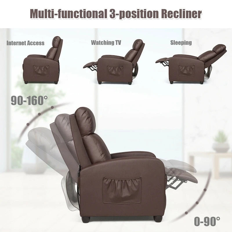Massage Recliner Chair Single Sofa Padded Seat w/ Footrest