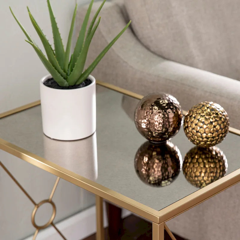 Transitional Gold Metal Side Table