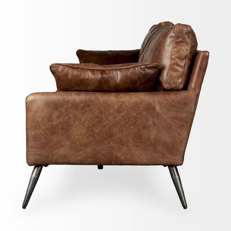 Brown Genuine Leather Sofa - 82.0L x 33.0W x 32.3H