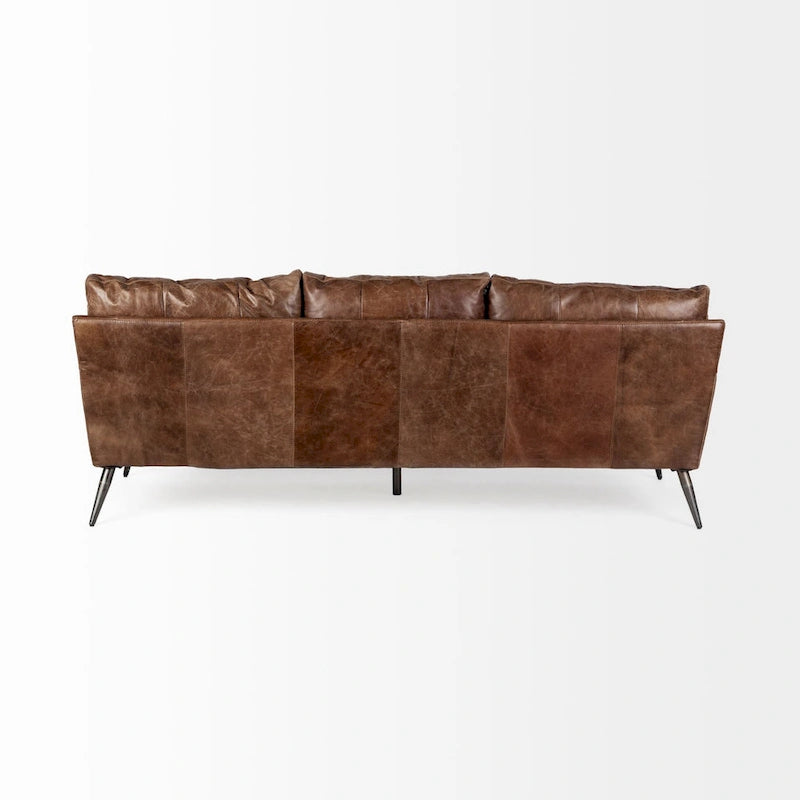 Brown Genuine Leather Sofa - 82.0L x 33.0W x 32.3H