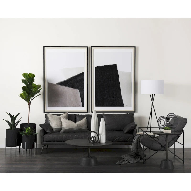 Braunes Echtledersofa - 82.0L x 33.0W x 32.3H
