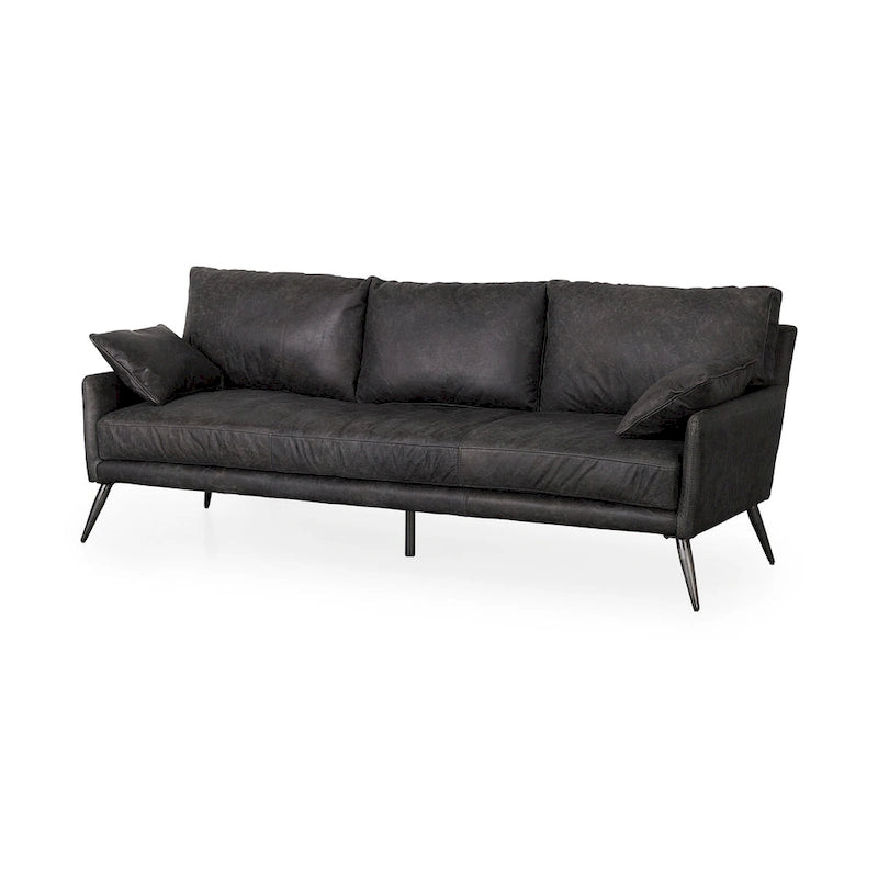 Braunes Echtledersofa - 82.0L x 33.0W x 32.3H