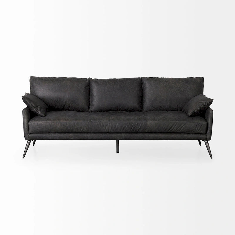Braunes Echtledersofa - 82.0L x 33.0W x 32.3H