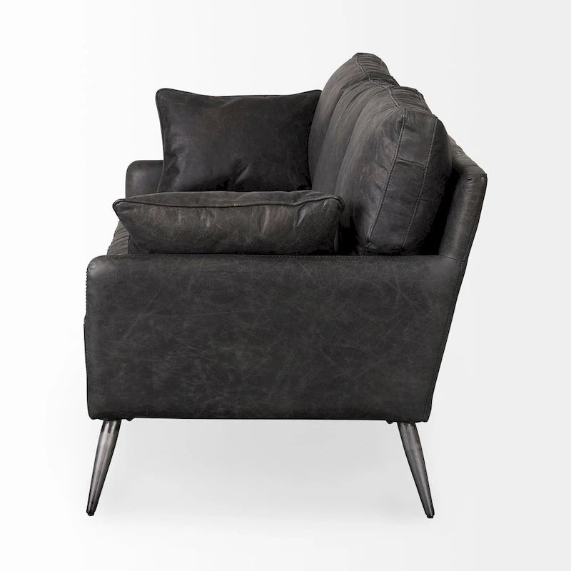 Braunes Echtledersofa - 82.0L x 33.0W x 32.3H