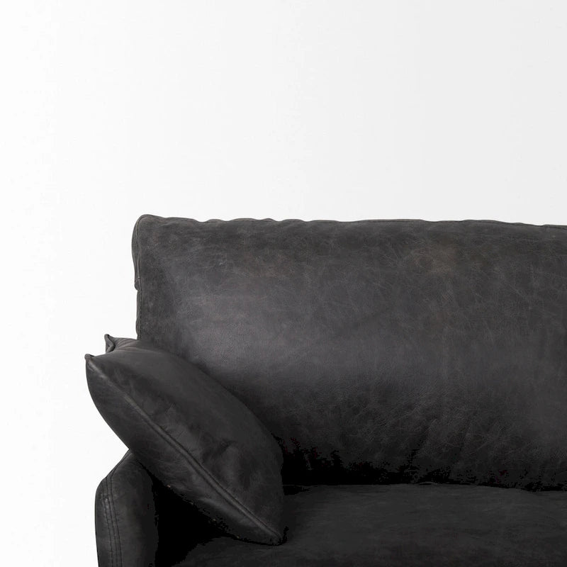Braunes Echtledersofa - 82.0L x 33.0W x 32.3H