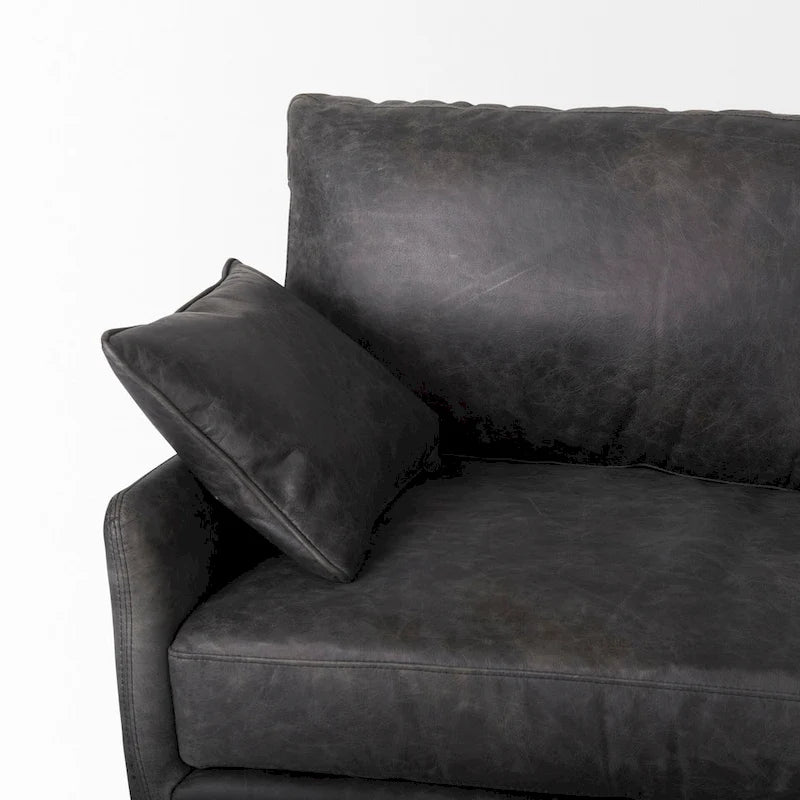 Braunes Echtledersofa - 82.0L x 33.0W x 32.3H