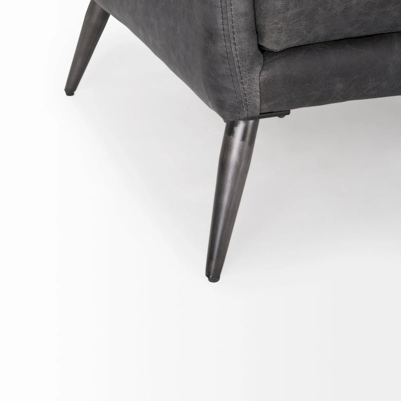 Braunes Echtledersofa - 82.0L x 33.0W x 32.3H