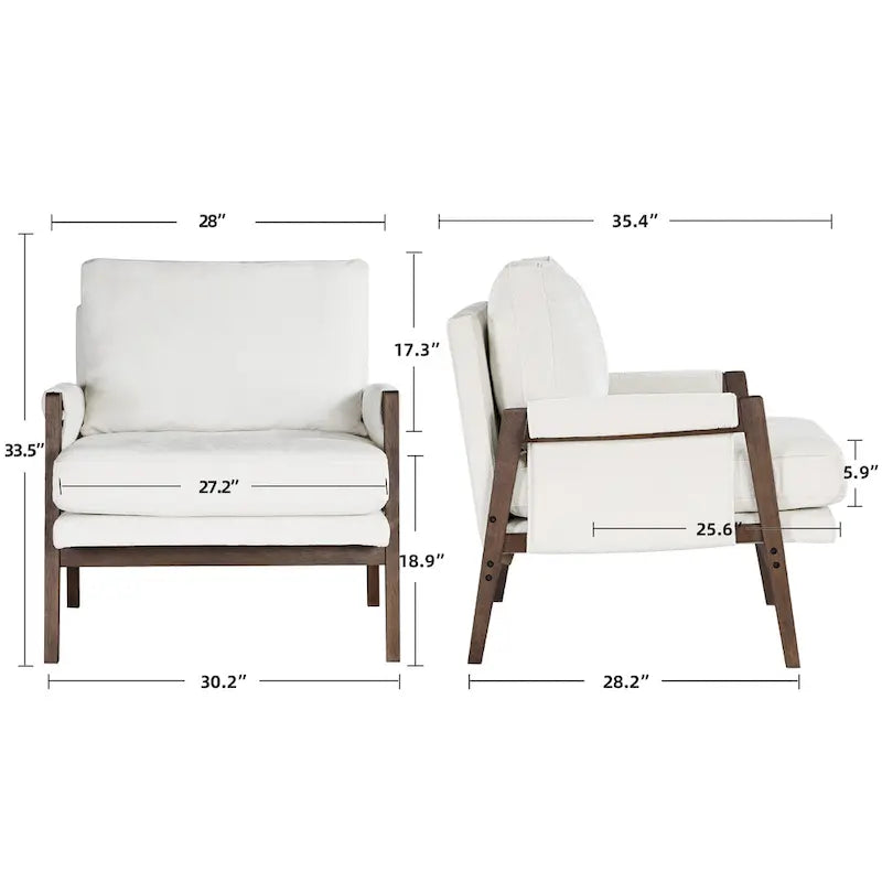 Mid-Century Modern 30 W Chenille Upholstered Accent Leisure Armchair