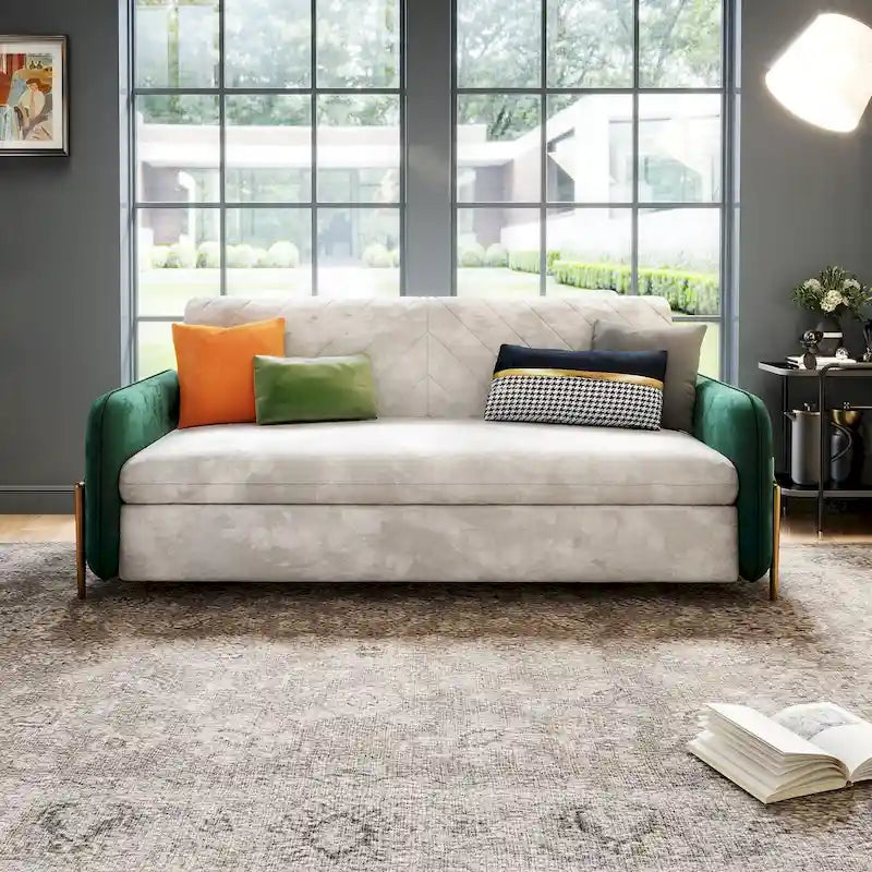 67 in. Width Modern Pull Out Queen Size Sofa Bed