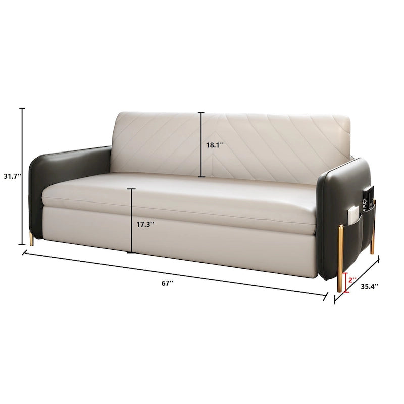 67 in. Width Modern Pull Out Queen Size Sofa Bed