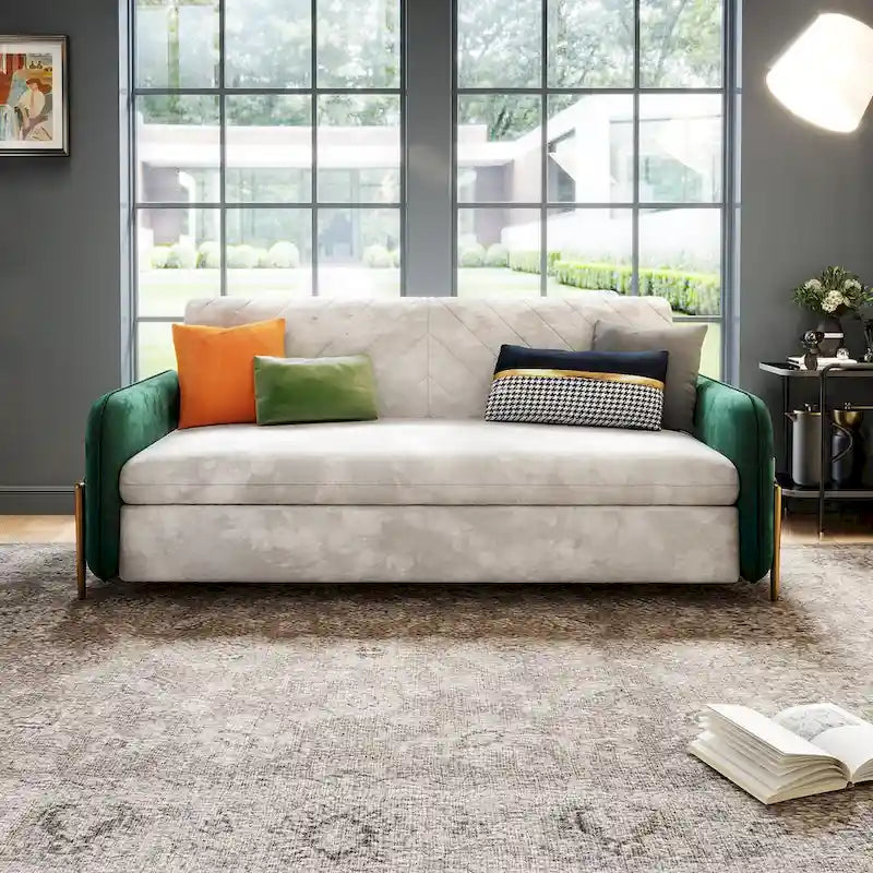 67 in. Width Modern Pull Out Queen Size Sofa Bed