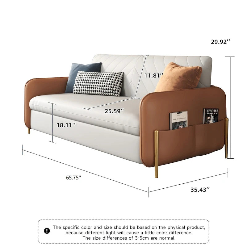67 in. Width Modern Pull Out Queen Size Sofa Bed