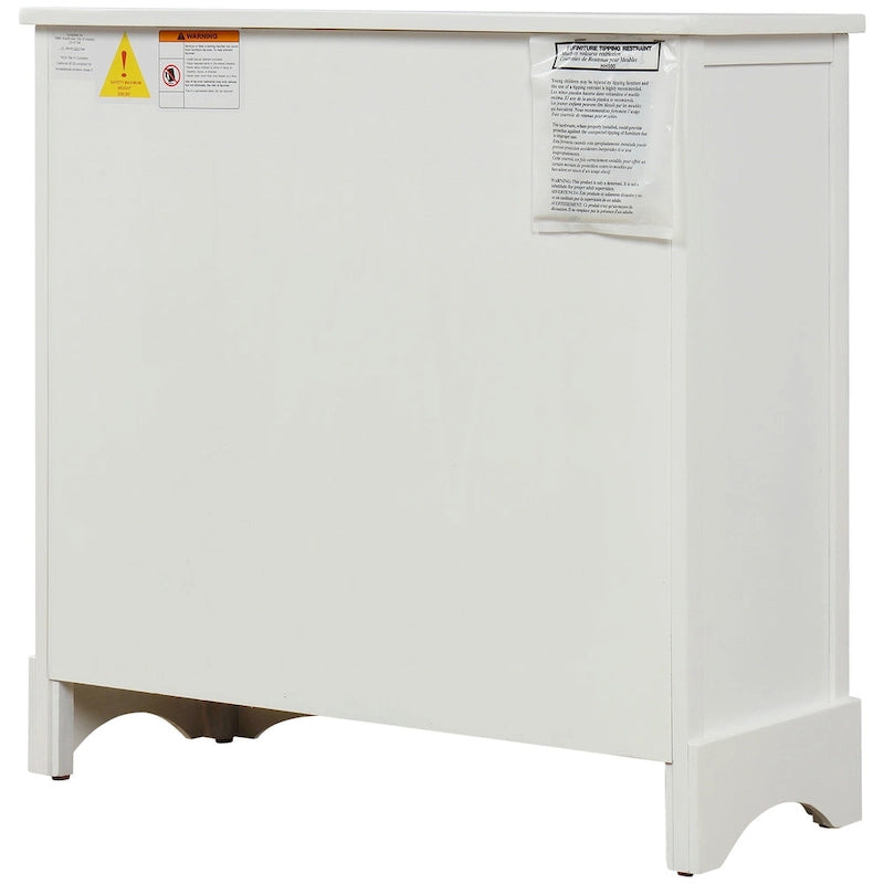 Storage Cabinet with Two Drawers and Four Classic Rattan Basket
