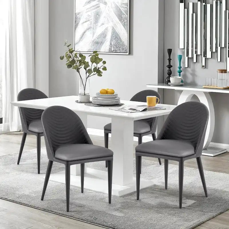 Fully Assembled Microfiber Leather Upholstered Dining Chairs, Set of 2 - 22.44D x 18.5W x 32.28H