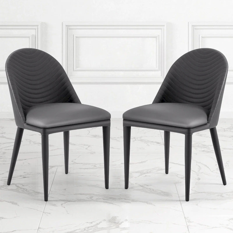 Fully Assembled Microfiber Leather Upholstered Dining Chairs, Set of 2 - 22.44D x 18.5W x 32.28H