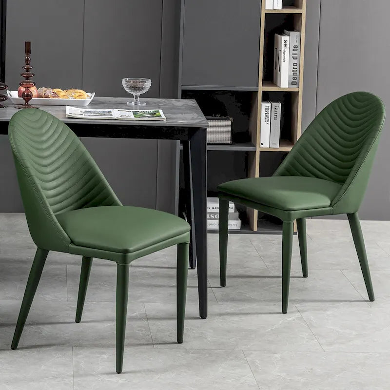 Fully Assembled Microfiber Leather Upholstered Dining Chairs, Set of 2 - 22.44D x 18.5W x 32.28H