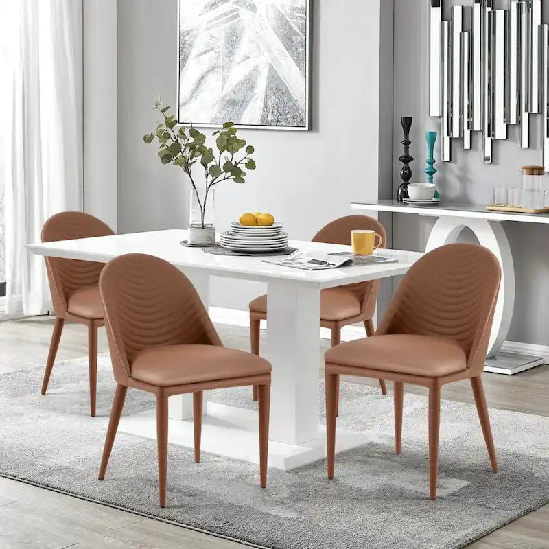 Fully Assembled Microfiber Leather Upholstered Dining Chairs, Set of 2 - 22.44D x 18.5W x 32.28H