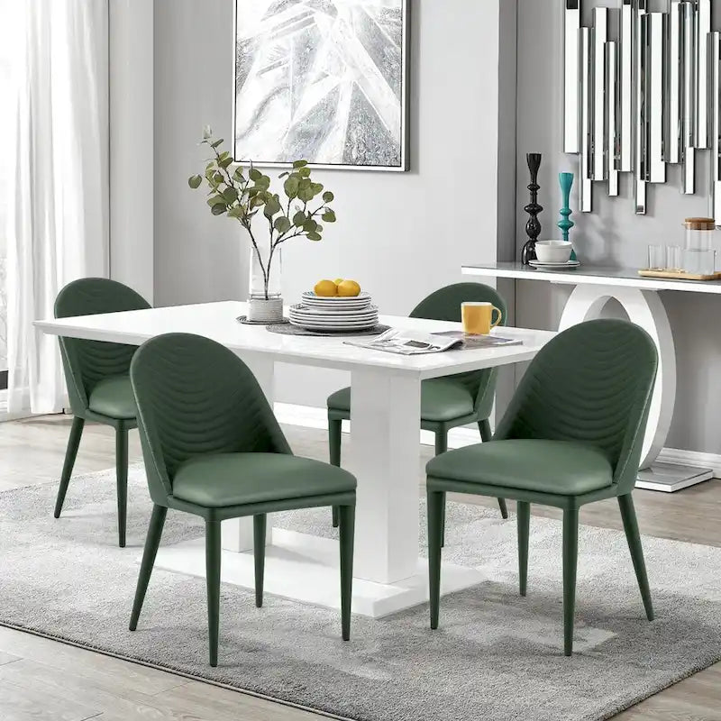 Fully Assembled Microfiber Leather Upholstered Dining Chairs, Set of 2 - 22.44D x 18.5W x 32.28H