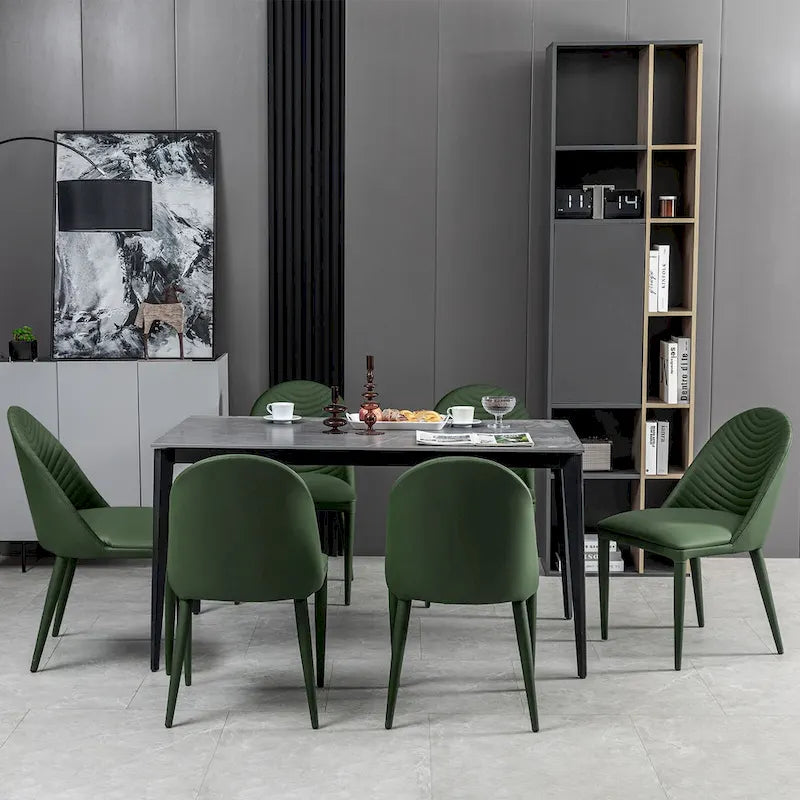 Fully Assembled Microfiber Leather Upholstered Dining Chairs, Set of 2 - 22.44D x 18.5W x 32.28H