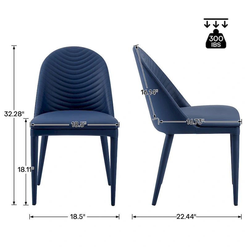 Fully Assembled Microfiber Leather Upholstered Dining Chairs, Set of 2 - 22.44D x 18.5W x 32.28H