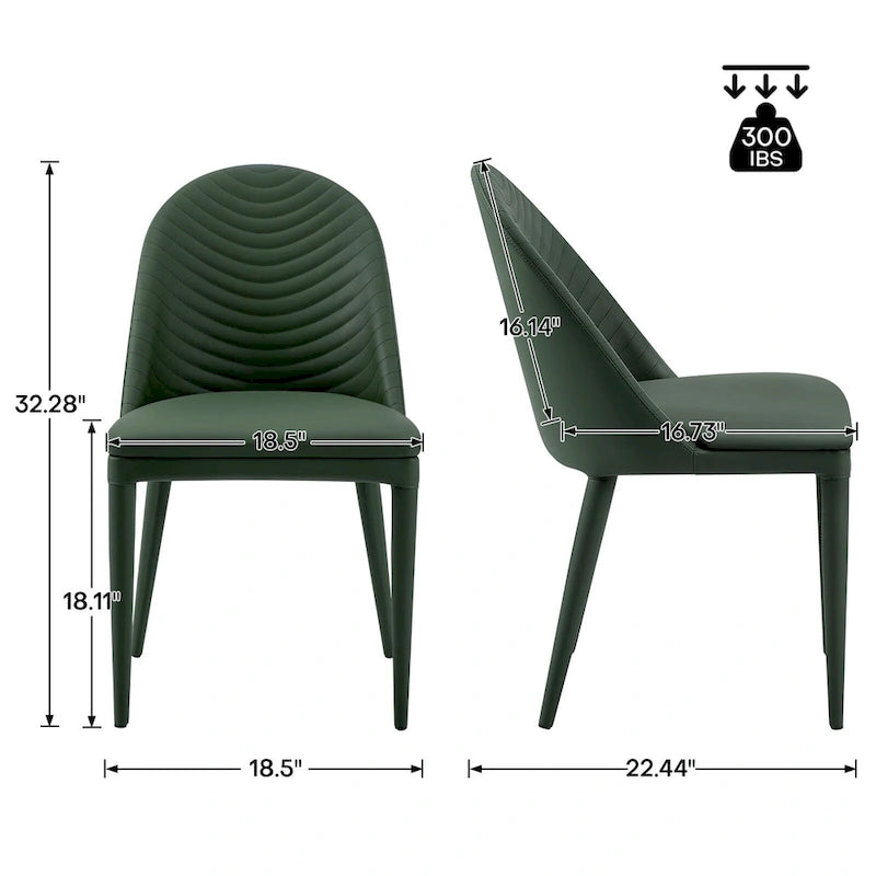 Fully Assembled Microfiber Leather Upholstered Dining Chairs, Set of 2 - 22.44D x 18.5W x 32.28H
