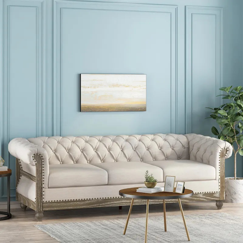 Chesterfield Sofa with Nailhead Trim by - 85.50 L x 33.25 W x 28.50 H