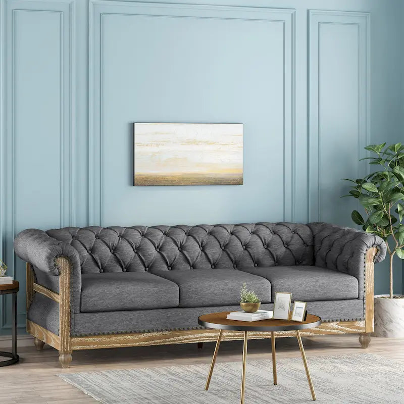 Saragus Chesterfield Sofa with Nailhead Trim by Christopher Knight Home - 85.50 L x 33.25 W x 28.50 H