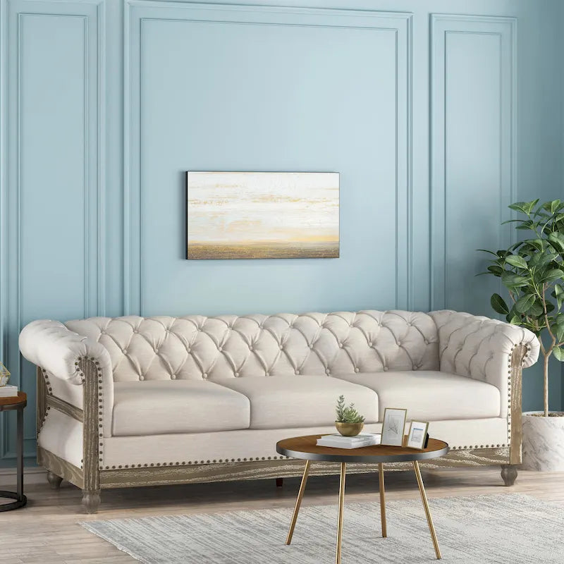 Chesterfield Sofa with Nailhead Trim by - 85.50 L x 33.25 W x 28.50 H