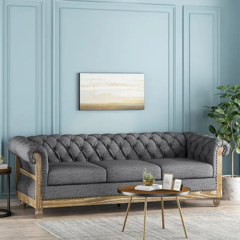 Chesterfield Sofa with Nailhead Trim by - 85.50 L x 33.25 W x 28.50 H