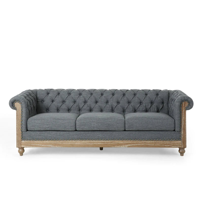 Chesterfield Sofa with Nailhead Trim by - 85.50 L x 33.25 W x 28.50 H