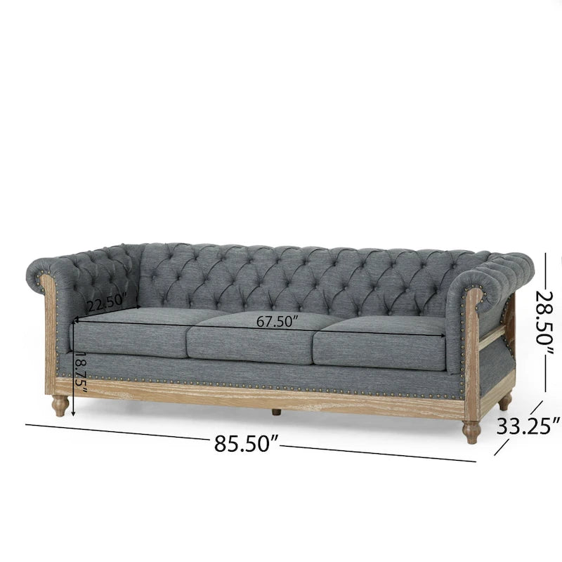 Chesterfield Sofa with Nailhead Trim by - 85.50 L x 33.25 W x 28.50 H