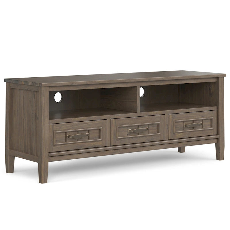 SOLID WOOD 50 Wide Contemporary TV Media Stand in Smoky Brown For TVs upto 55 inches - 16d x 50 w x 20h