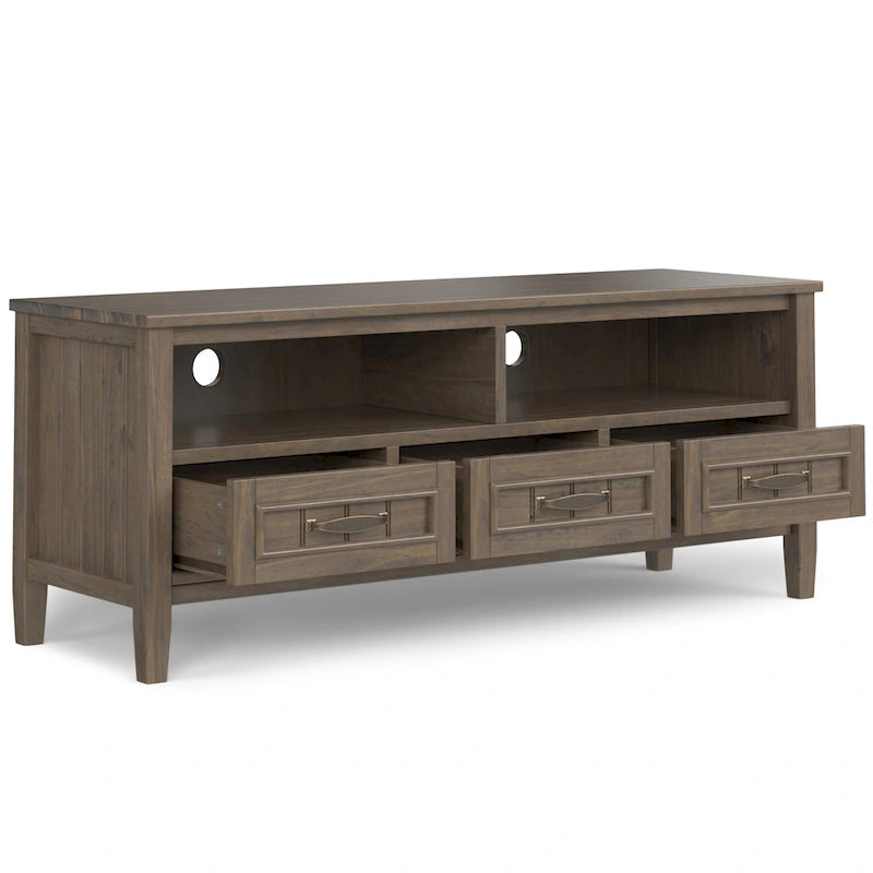 TV stolek z masivního dřeva, široký 50, v moderním stylu, kouřově hnědý, pro televizory do 55 palců - 16d x 50 w x 20h