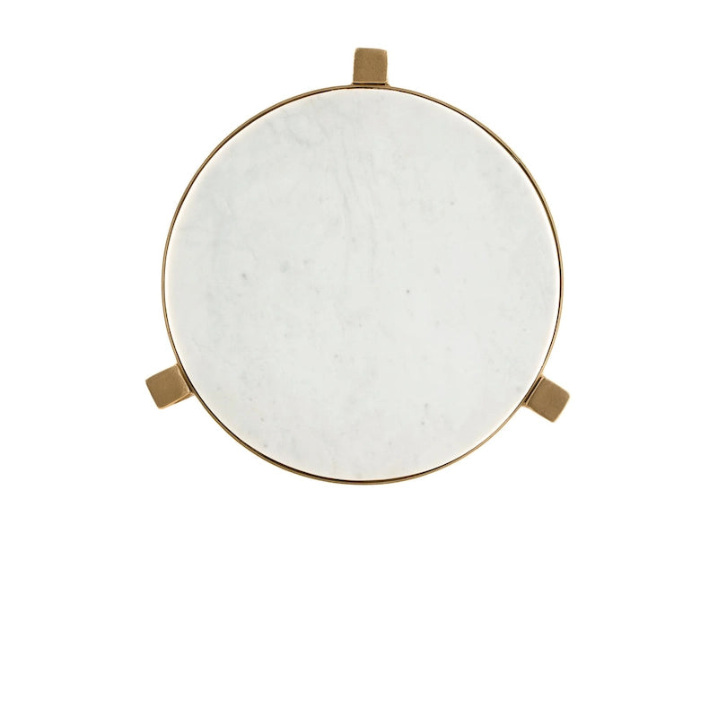 24-Inch Tall Genuine Marble Top White and Gold Accent End Table