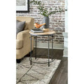 22 Mango Solid Wood and Metal Round End Side Table - 22 inches long x 22 inches wide x 25 inches high