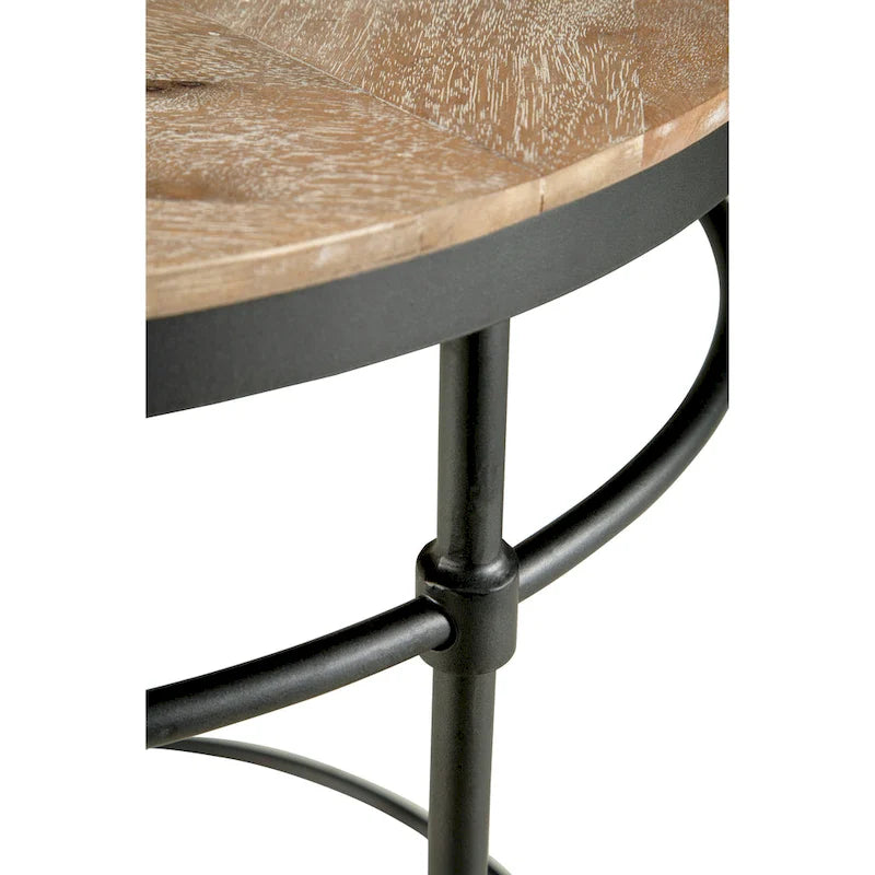 22 Mango Solid Wood and Metal Round End Side Table - 22 inches long x 22 inches wide x 25 inches high