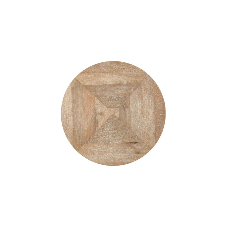 22 Mango Solid Wood and Metal Round End Side Table - 22 inches long x 22 inches wide x 25 inches high