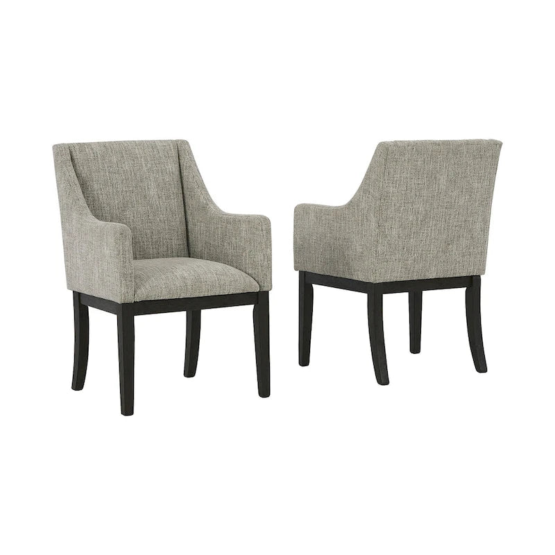 Dark Brown Dining Upholstered Arm Chair, Set of 2 - 21W x 24D x 36H