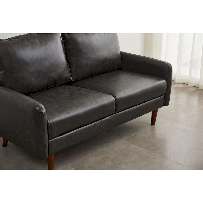 Causeuse 58 po en similicuir à accoudoirs carrés
