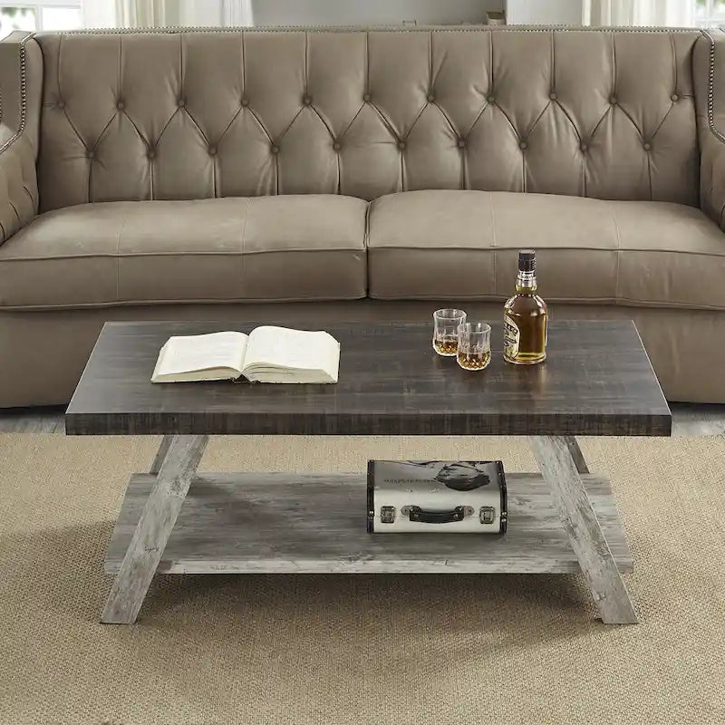 The Contemporary Replicated Wood Shelf Coffee Table