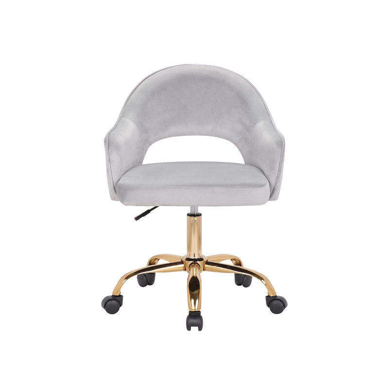Velvet Swivel Office Chair, Golden Chrome Legs