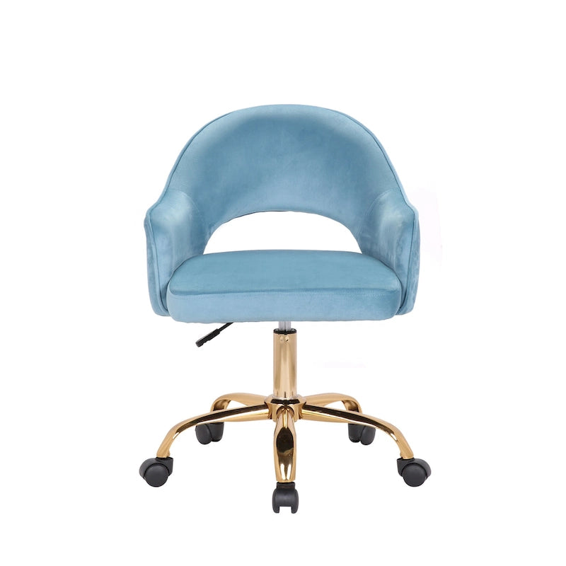 Velvet Swivel Office Chair, Golden Chrome Legs