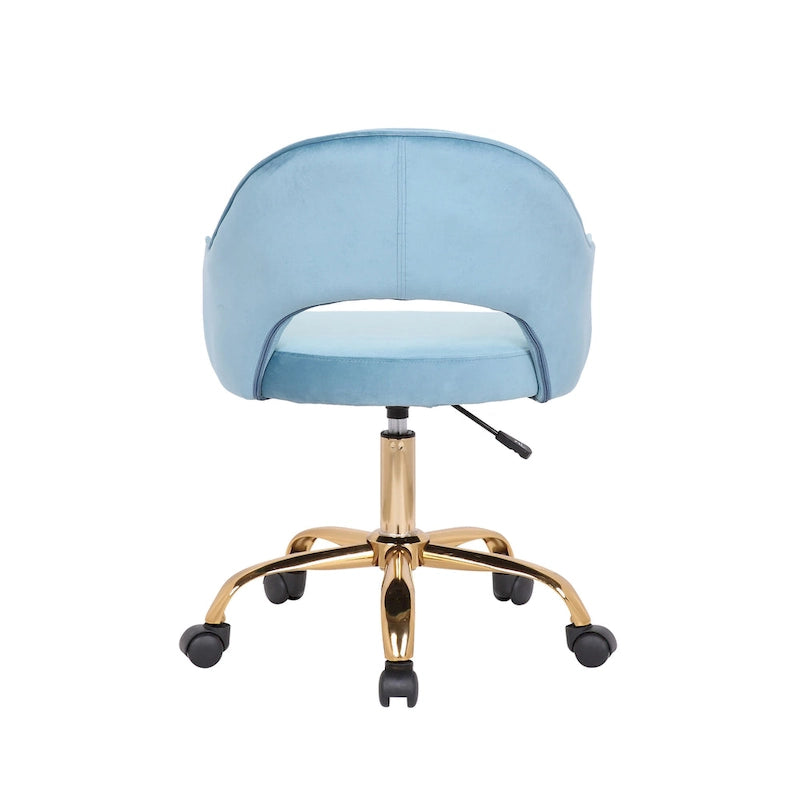 Velvet Swivel Office Chair, Golden Chrome Legs