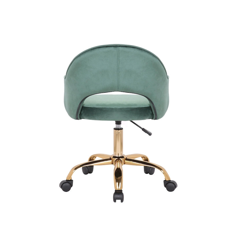 Velvet Swivel Office Chair, Golden Chrome Legs