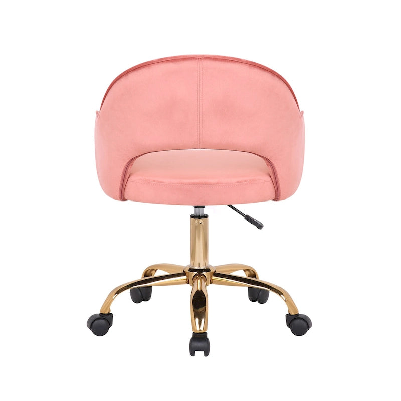Velvet Swivel Office Chair, Golden Chrome Legs