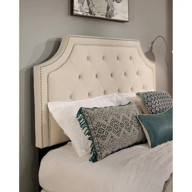 Audrey Upholstered Tufted Headboard with Nail Head Trim