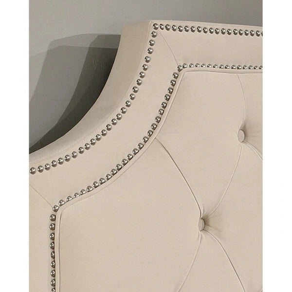 Upholstered Tufted Headboard with Nail Head Trim