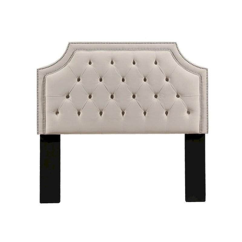 Upholstered Tufted Headboard with Nail Head Trim